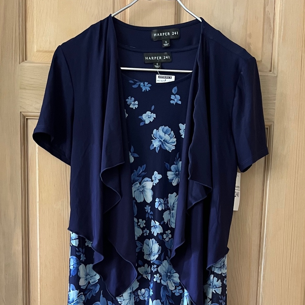 NWT Harper 241 Sleeveless Floral Dress w/ Draped S/S Shrug